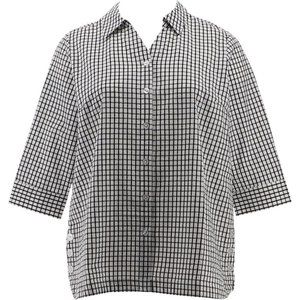 NWT JOAN RIVERS TEXTURED BUTTON FRONT SHIRT W/SIDE BUTTONS WHITE/BLACK XS, XXS